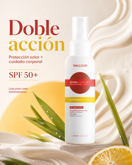Wallsun Citronela SPF 50+ | Protector Solar Antimosquitos Deportivo