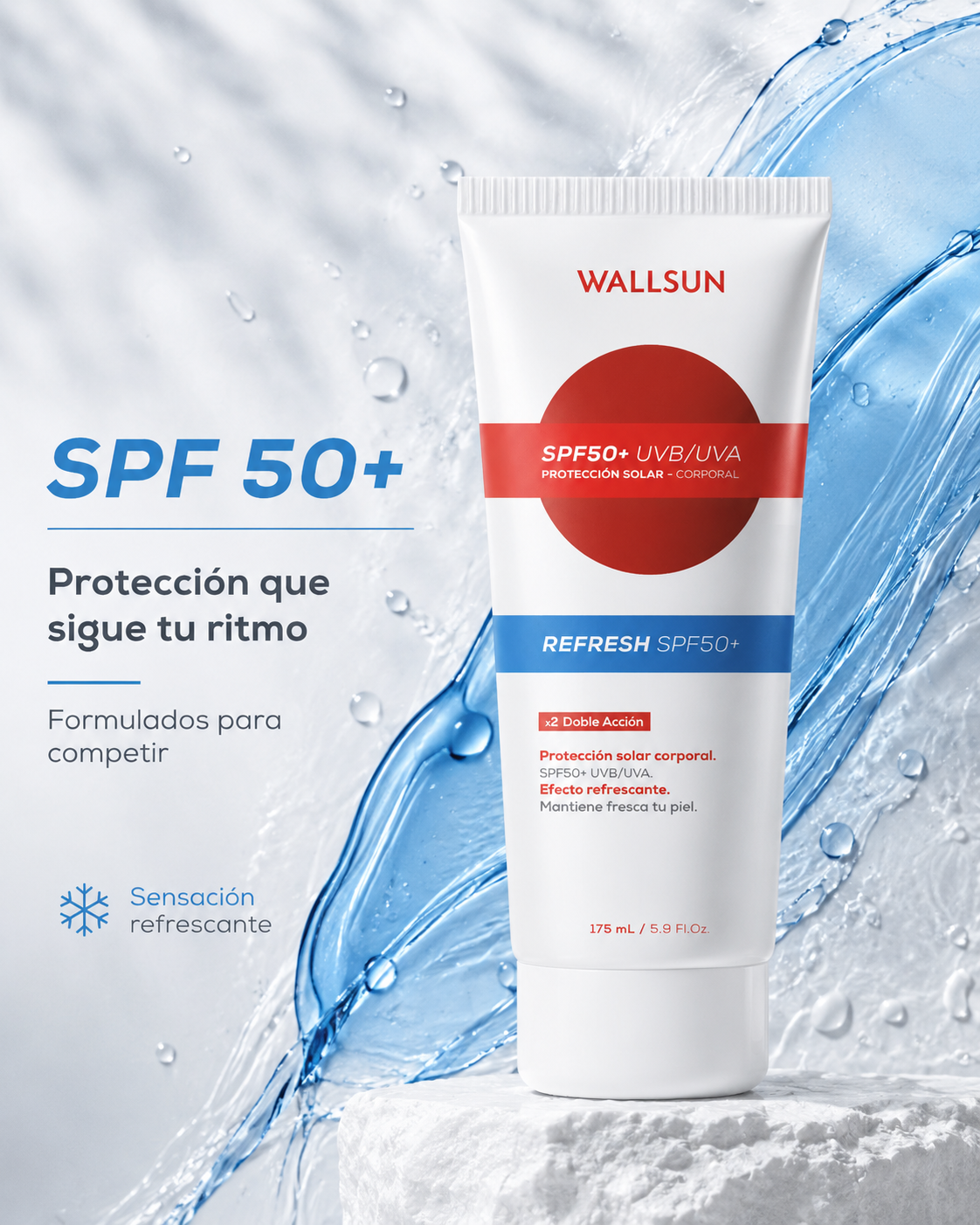 Wallsun Refresh SPF 50+ | Protector Solar Deportivo Efecto Frío