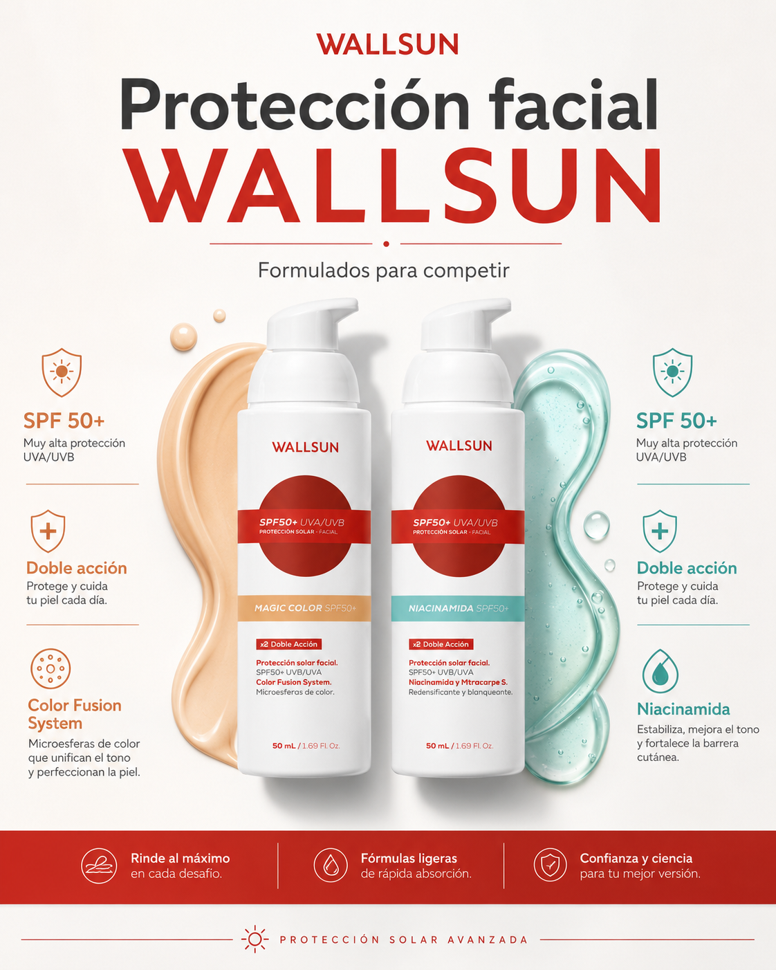 Wallsun Magic Color SPF 50+ | Protector Solar Facial con Color